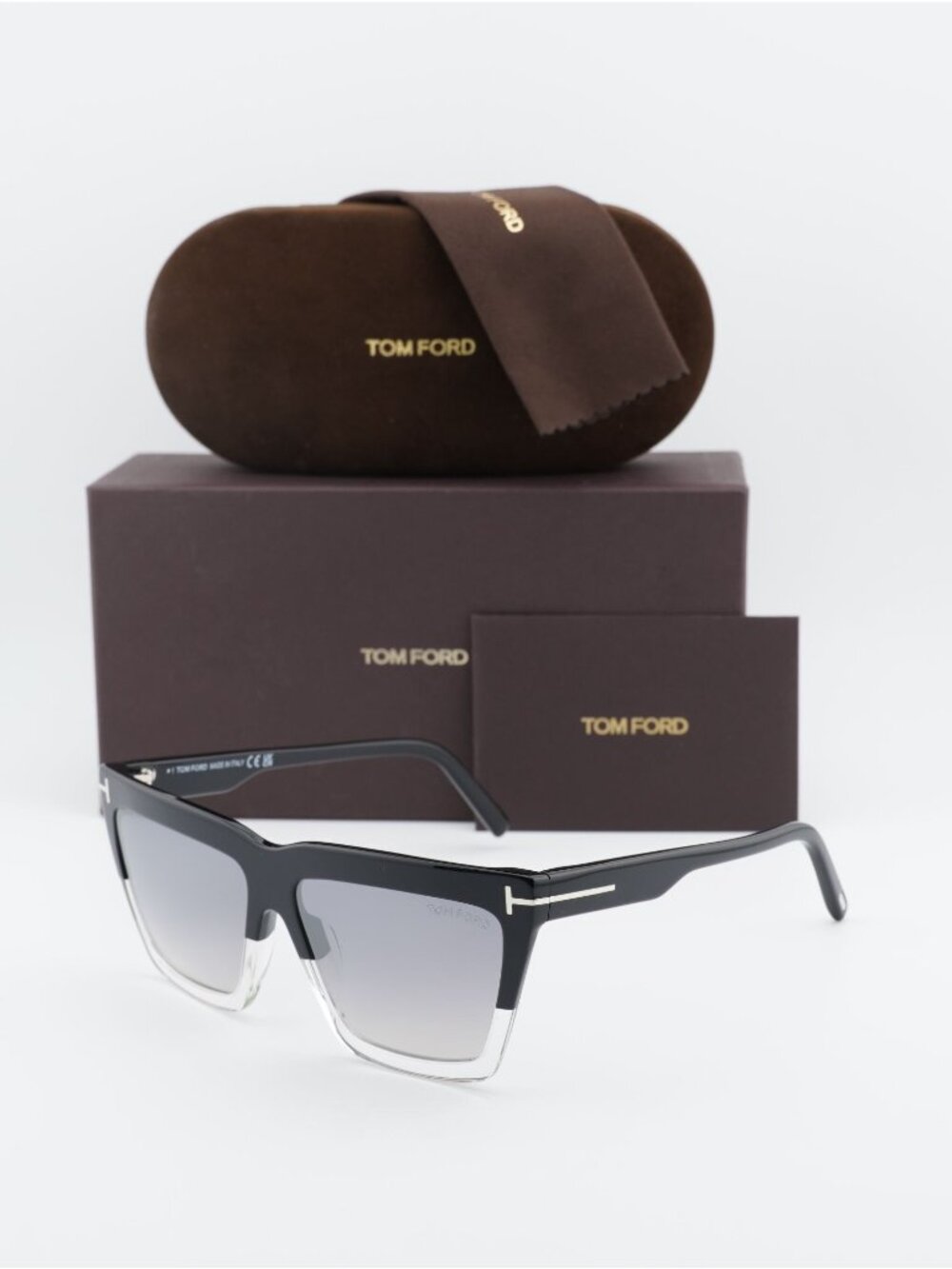 Tom Ford Eden FT1110 05C Square Sunglasses - Black/Transparent \Smoke Mirror